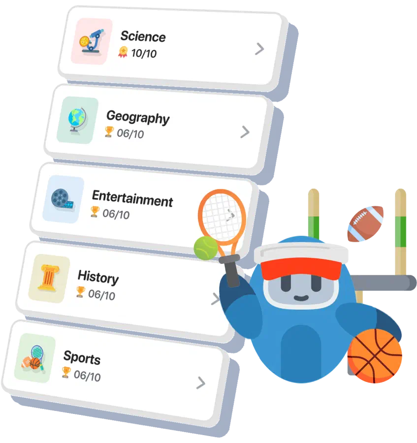 Brainwave robot mascot with a list of categories