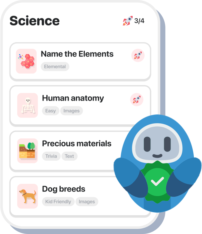Brainwave robot mascot with a list of challenges