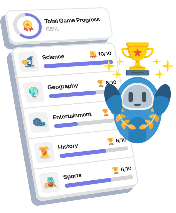 Brainwave robot mascot winning a trophy